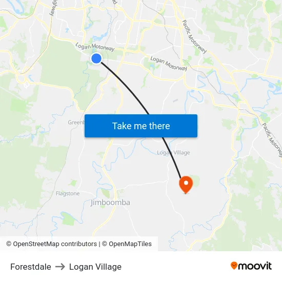 Forestdale to Logan Village map