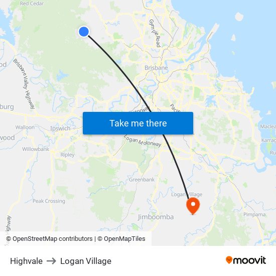 Highvale to Logan Village map