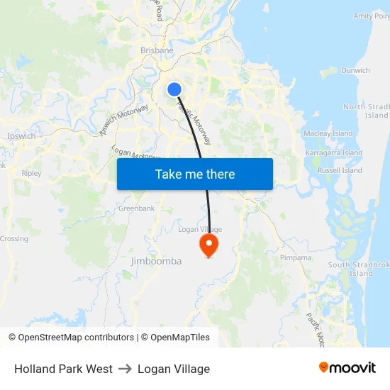 Holland Park West to Logan Village map