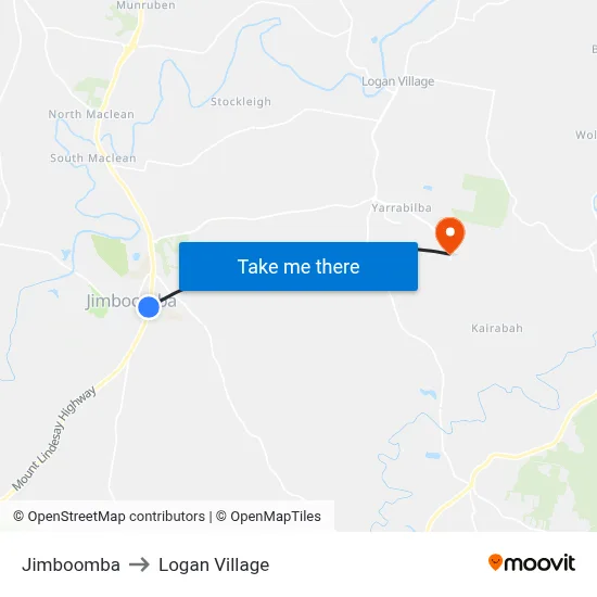 Jimboomba to Logan Village map