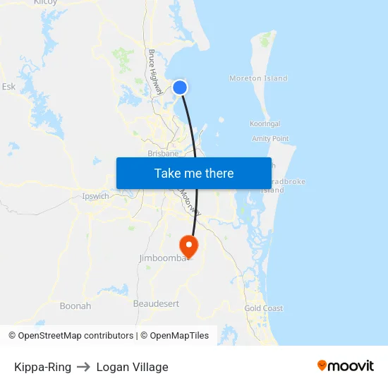 Kippa-Ring to Logan Village map