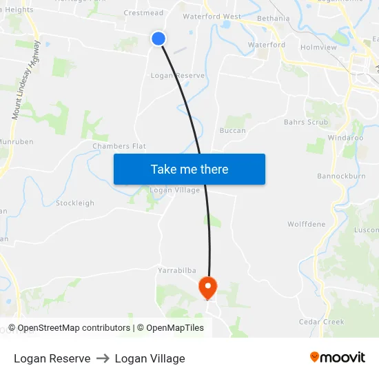 Logan Reserve to Logan Village map