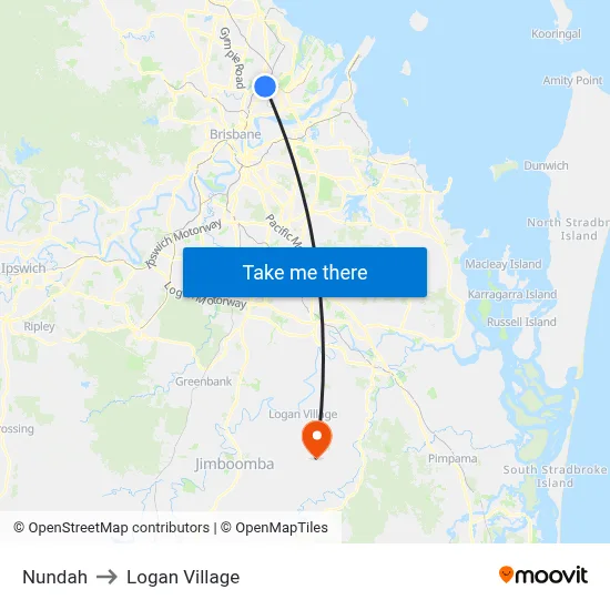 Nundah to Logan Village map