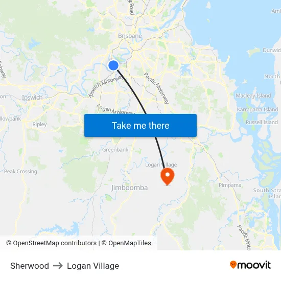Sherwood to Logan Village map