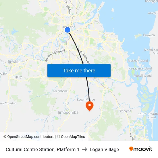 Cultural Centre Station, Platform 1 to Logan Village map