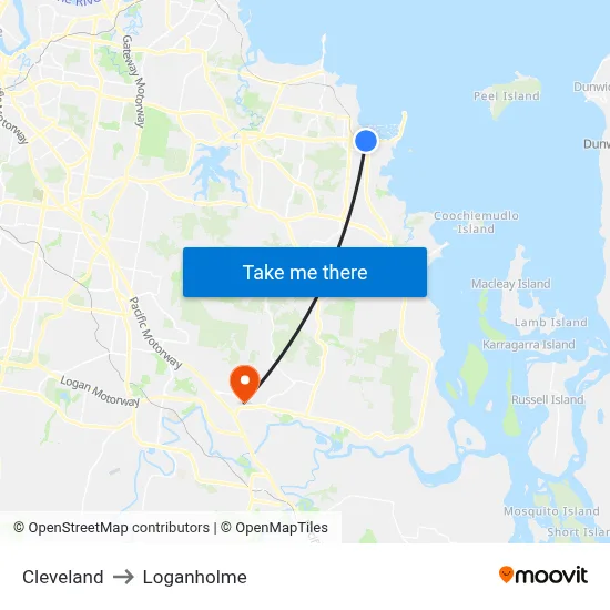 Cleveland to Loganholme map