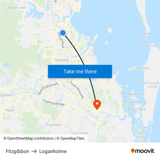 Fitzgibbon to Loganholme map