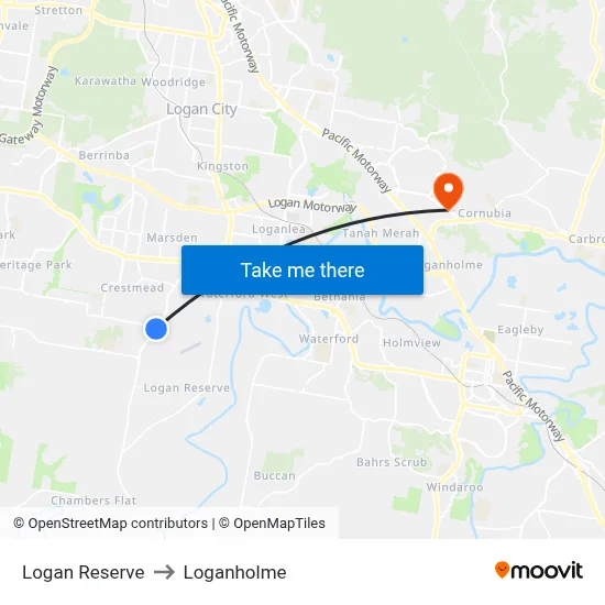 Logan Reserve to Loganholme map