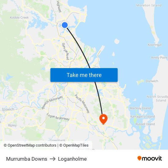 Murrumba Downs to Loganholme map
