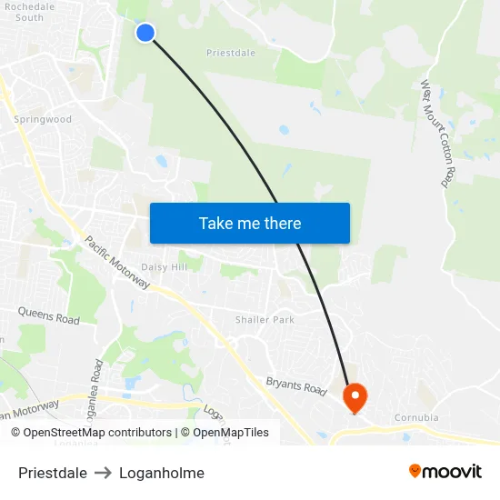 Priestdale to Loganholme map