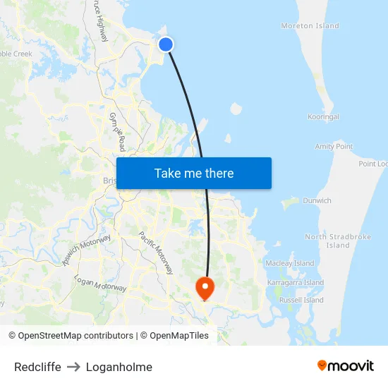 Redcliffe to Loganholme map
