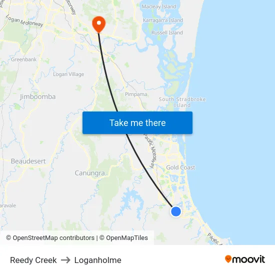 Reedy Creek to Loganholme map