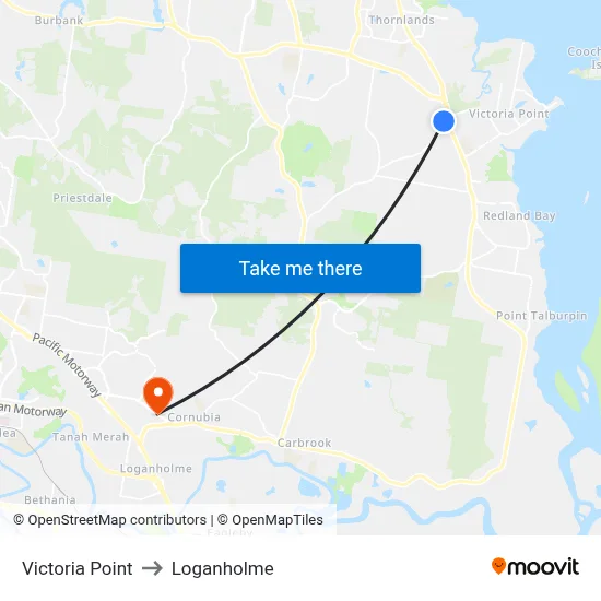 Victoria Point to Loganholme map