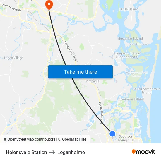 Helensvale Station to Loganholme map