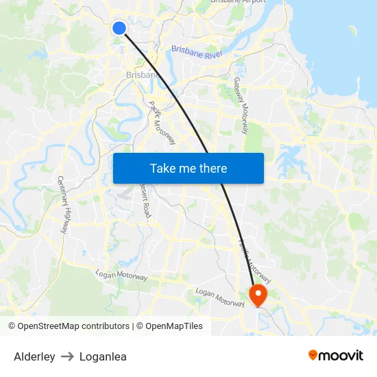 Alderley to Loganlea map