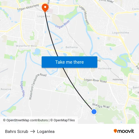 Bahrs Scrub to Loganlea map