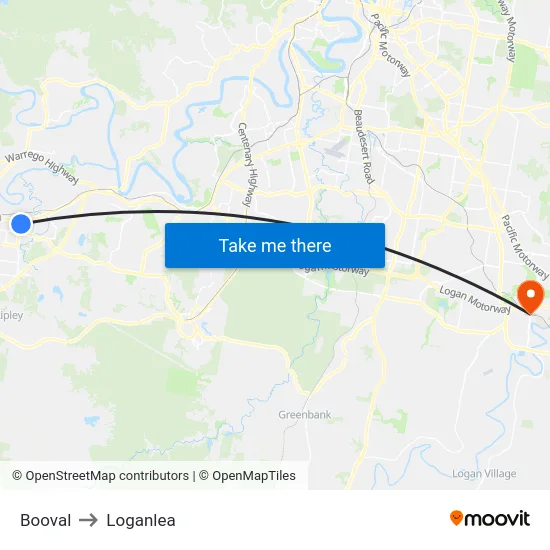 Booval to Loganlea map