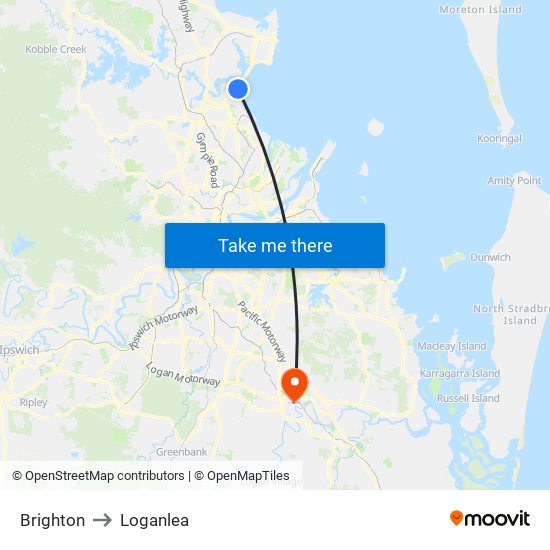 Brighton to Loganlea map