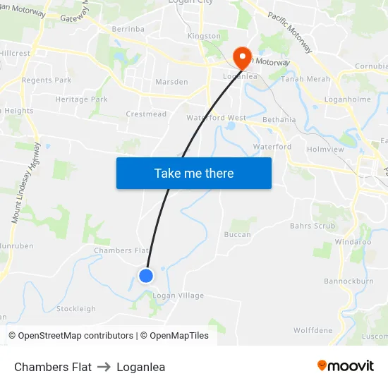 Chambers Flat to Loganlea map