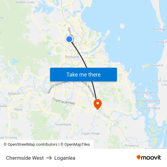 Chermside West to Loganlea map