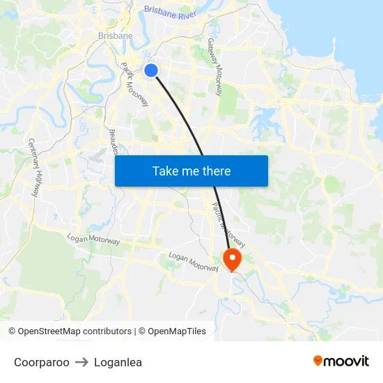 Coorparoo to Loganlea map