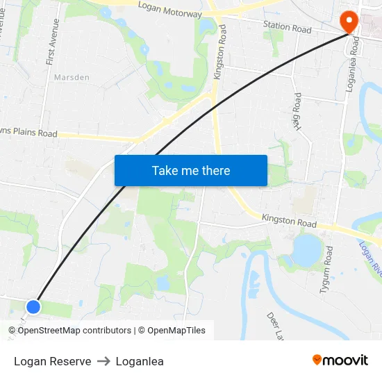 Logan Reserve to Loganlea map