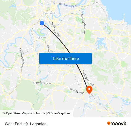 West End to Loganlea map