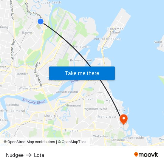 Nudgee to Lota map