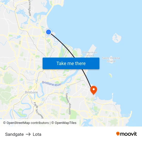 Sandgate to Lota map