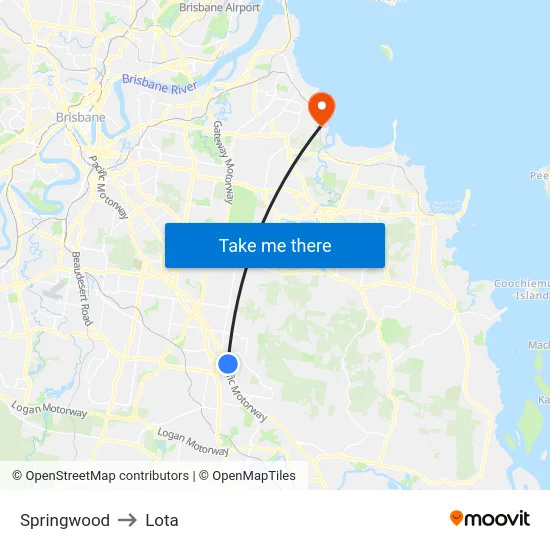 Springwood to Lota map