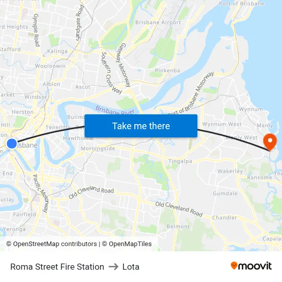 Roma Street Fire Station to Lota map