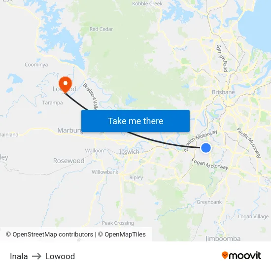 Inala to Lowood map