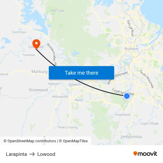 Larapinta to Lowood map