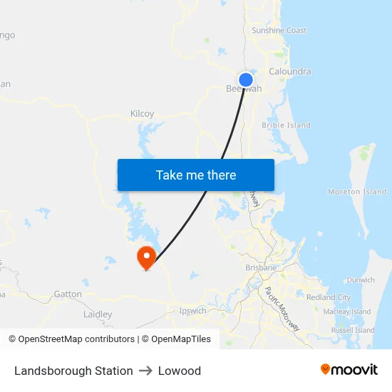 Landsborough Station to Lowood map