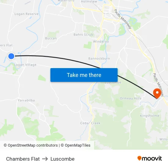 Chambers Flat to Luscombe map