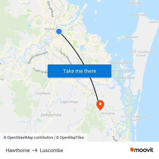 Hawthorne to Luscombe map