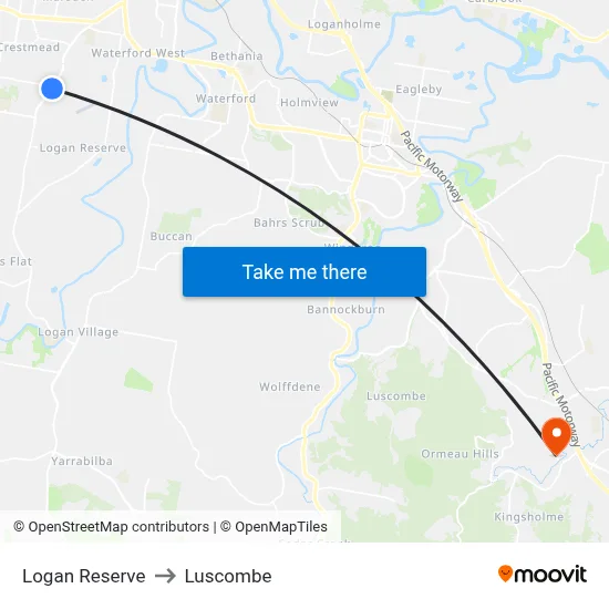 Logan Reserve to Luscombe map
