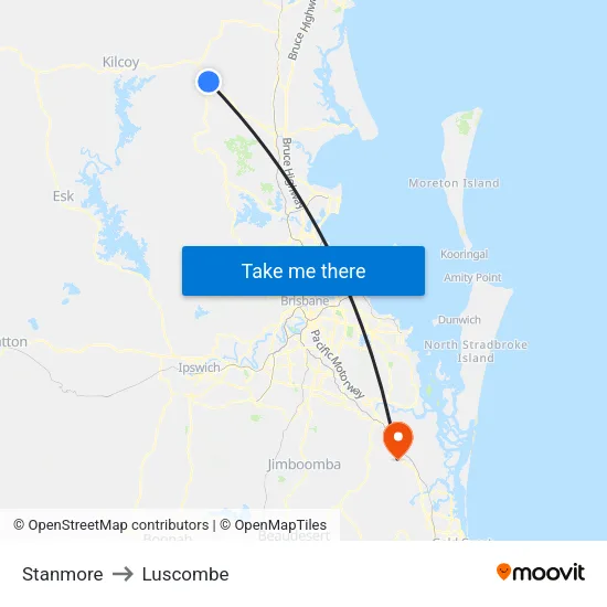 Stanmore to Luscombe map