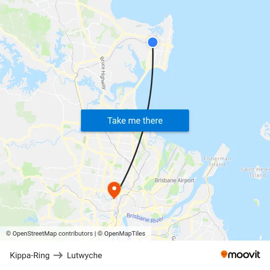 Kippa-Ring to Lutwyche map