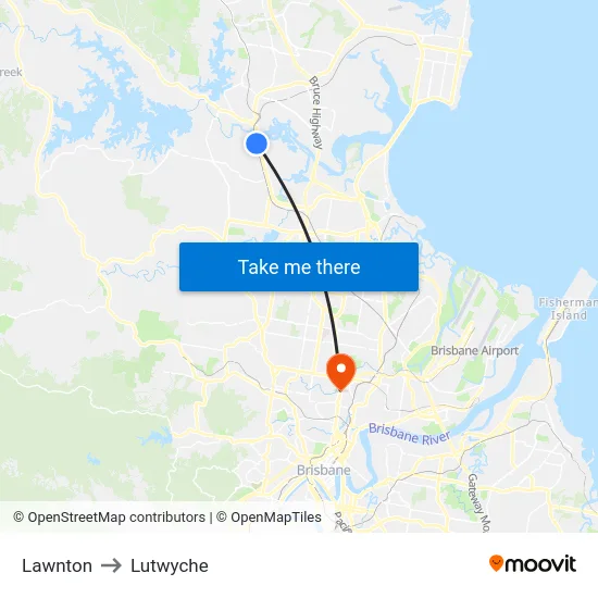 Lawnton to Lutwyche map