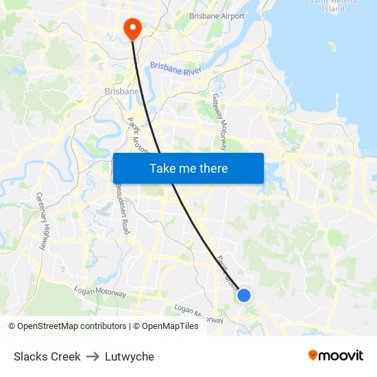 Slacks Creek to Lutwyche map