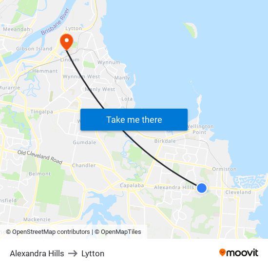 Alexandra Hills to Lytton map
