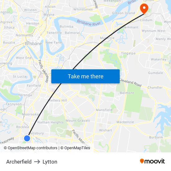 Archerfield to Lytton map