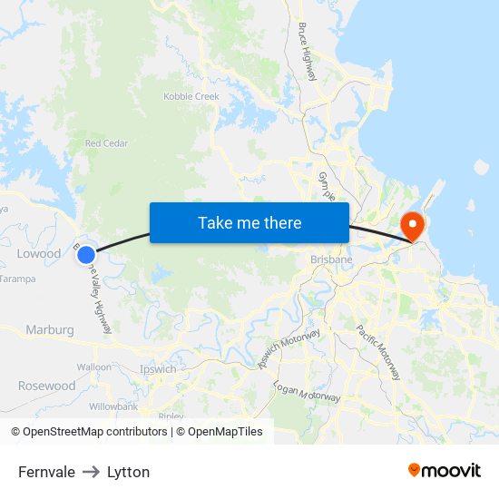 Fernvale to Lytton map