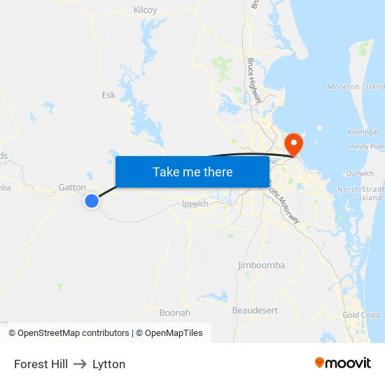 Forest Hill to Lytton map