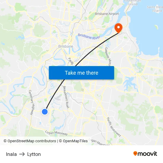 Inala to Lytton map