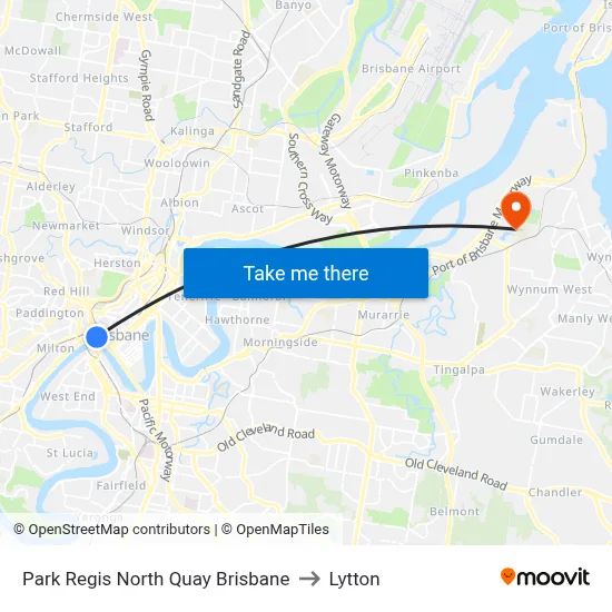 Park Regis North Quay Brisbane to Lytton map