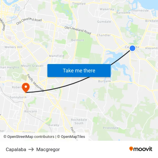 Capalaba to Macgregor map