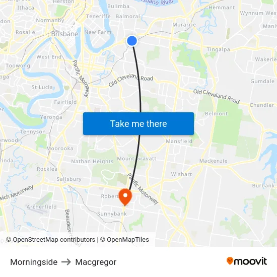 Morningside to Macgregor map