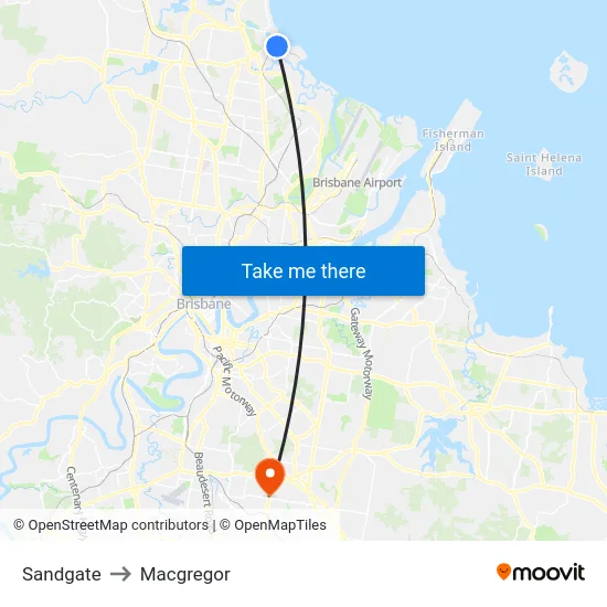 Sandgate to Macgregor map